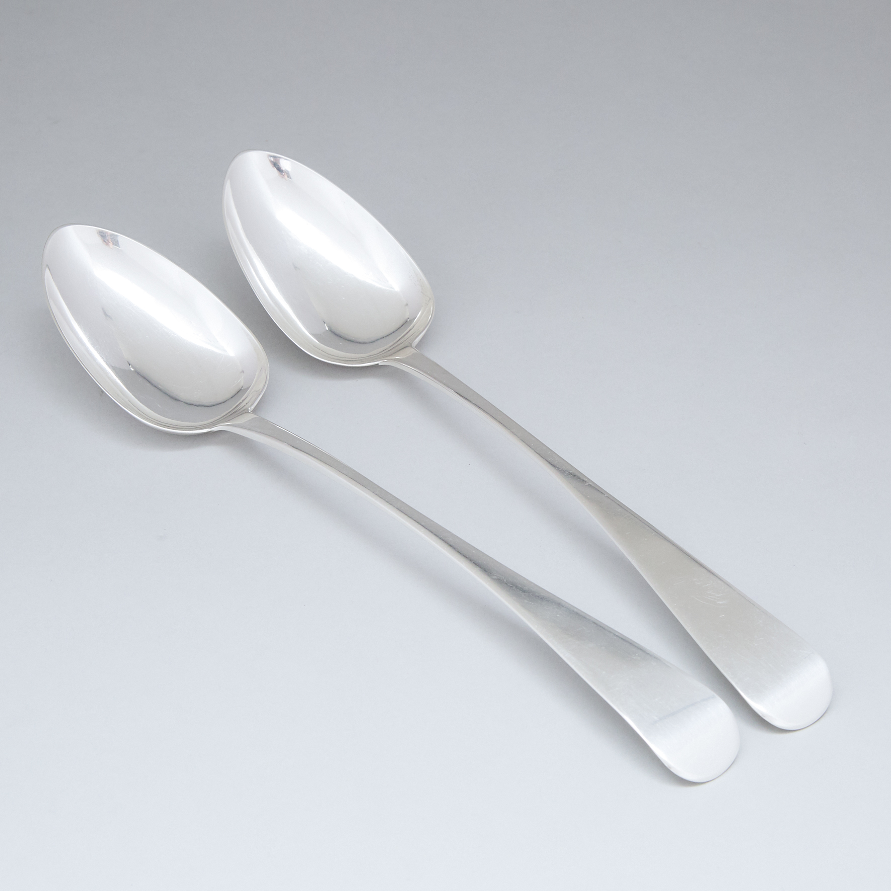 Pair of George IV Silver Old English Pattern Serving Spoons, William Welch II, Exeter, 1821/25