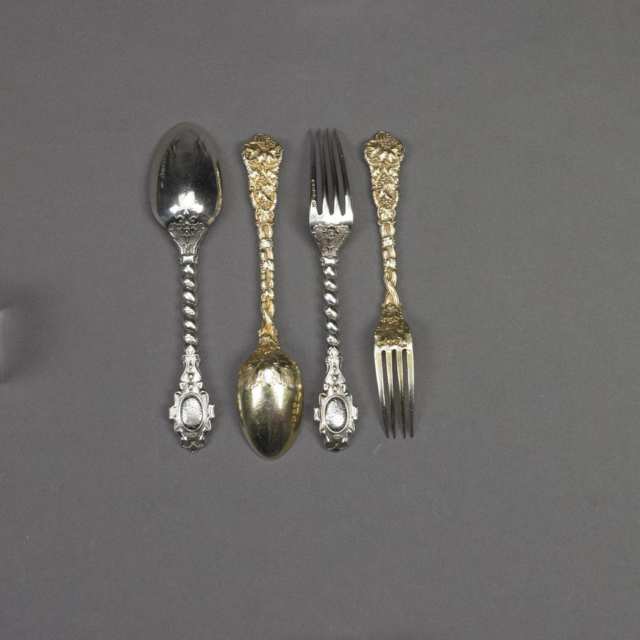 Two Victorian Silver Child’s Spoon and Fork Sets, Francis Higgins, London, 1843/49