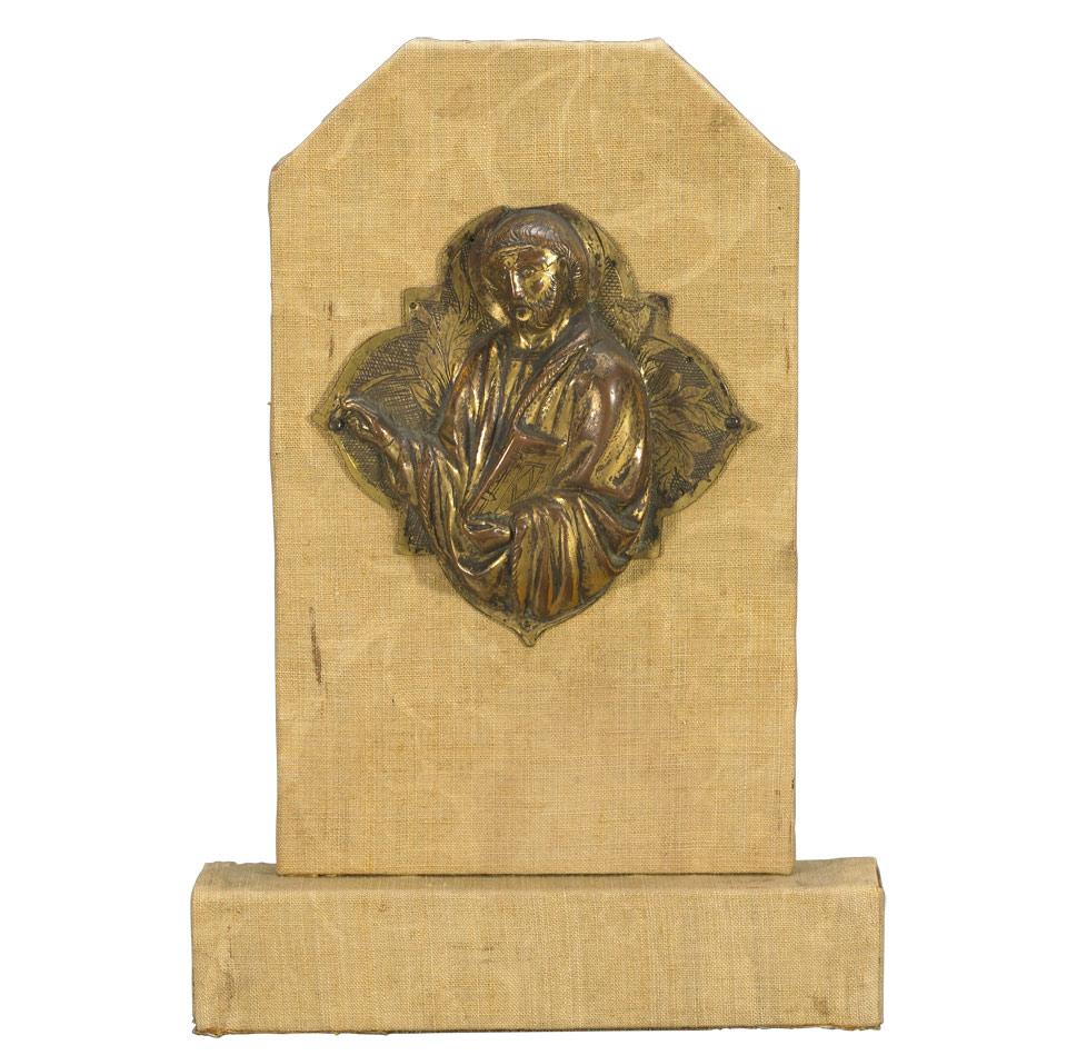 Byzantine Style Gilt Bronze Repoussé Plaque of a Saint, 18th century