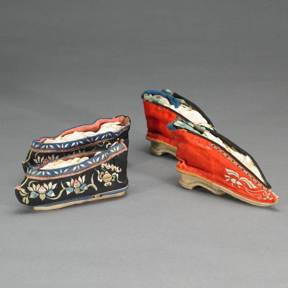 Two Pairs of Embroided Women’s Shoes, Late Qing Dynasty, 19th/20th Century