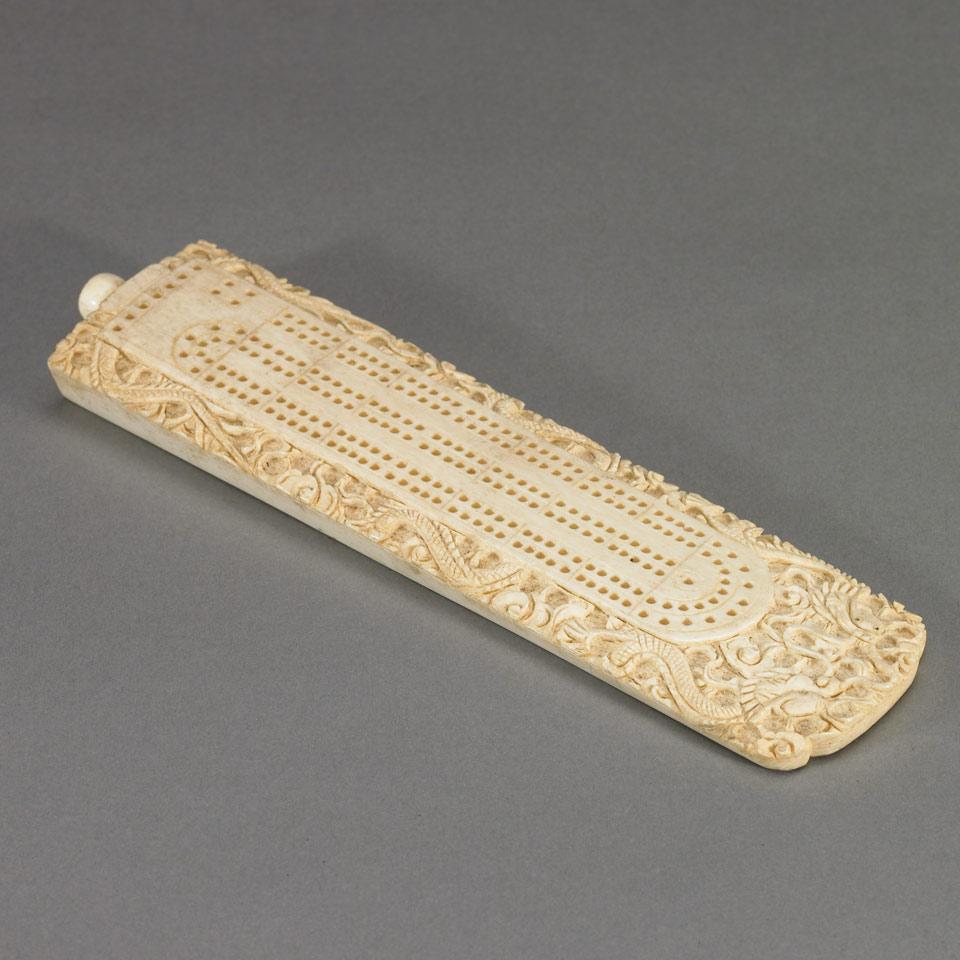 Ivory Carved Cribbage Game Board
