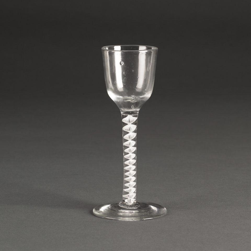 English Opaque Twist Stemmed Wine Glass, c.1760