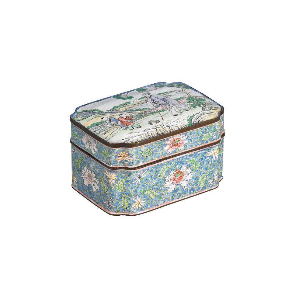 Export Canton Enamel Box and Cover, Qianlong Mark, Qing Dynasty, 19th Century
