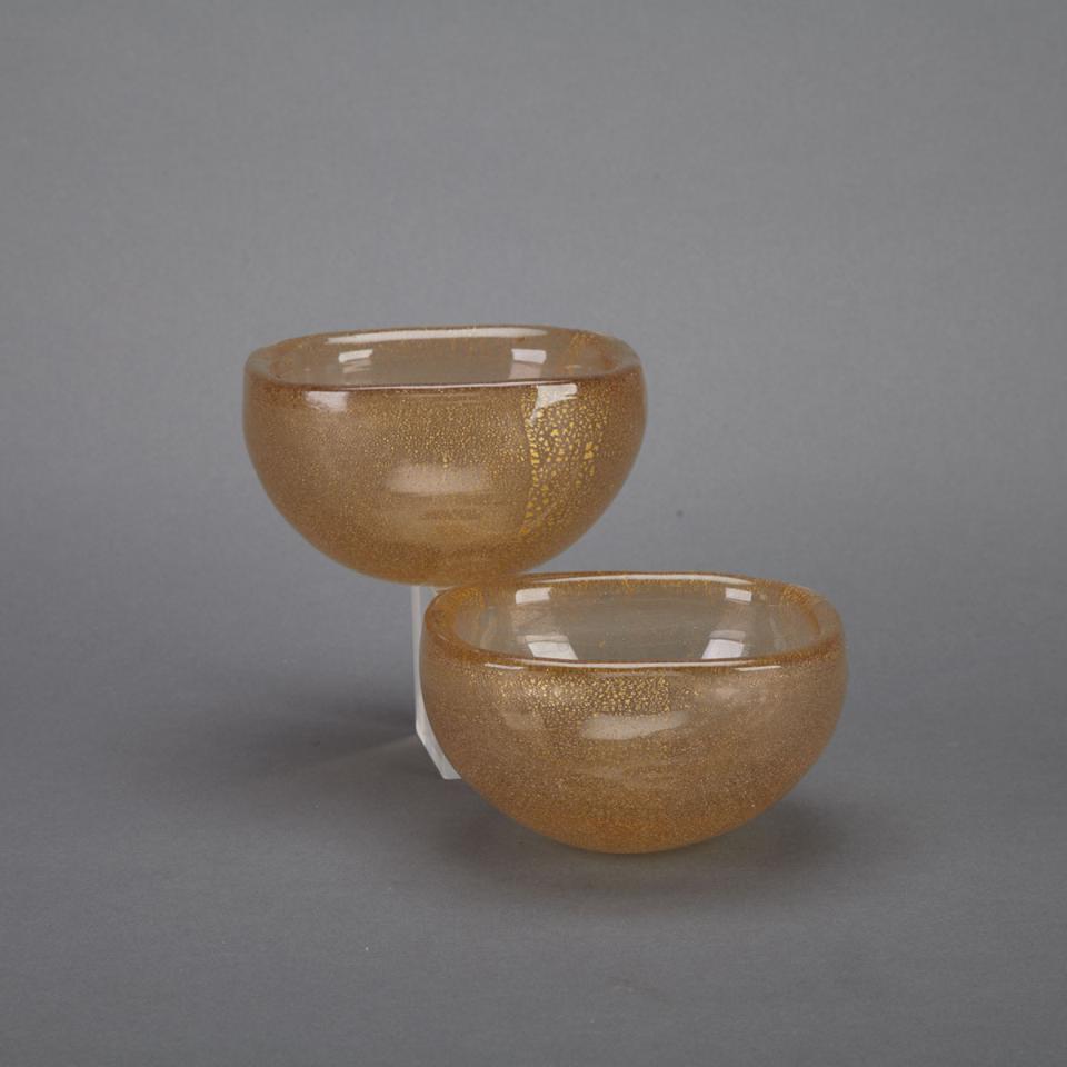 Pair of Venini Glass Bowls, mid-20th century