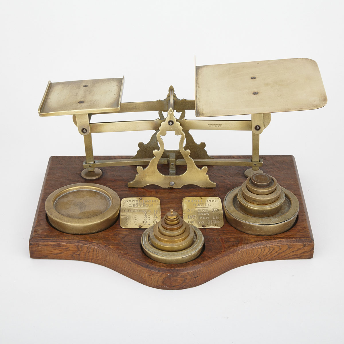 Large Canadian Brass and Oak Postal Scale, 19th century