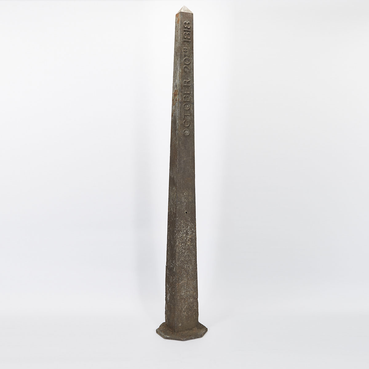 Convention of London, Canada-United States Cast Iron Obelisk Form Border Marker, 19th century