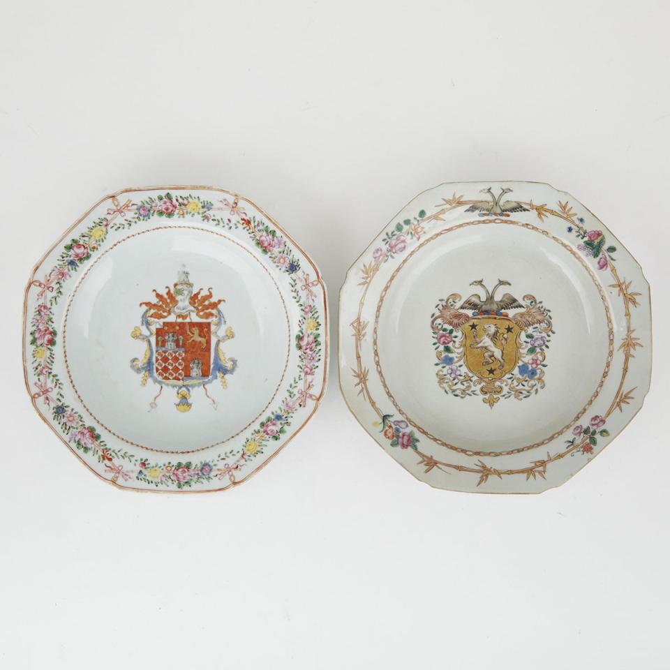 Two Chinese Export Porcelain Armorial Plates, c.1760