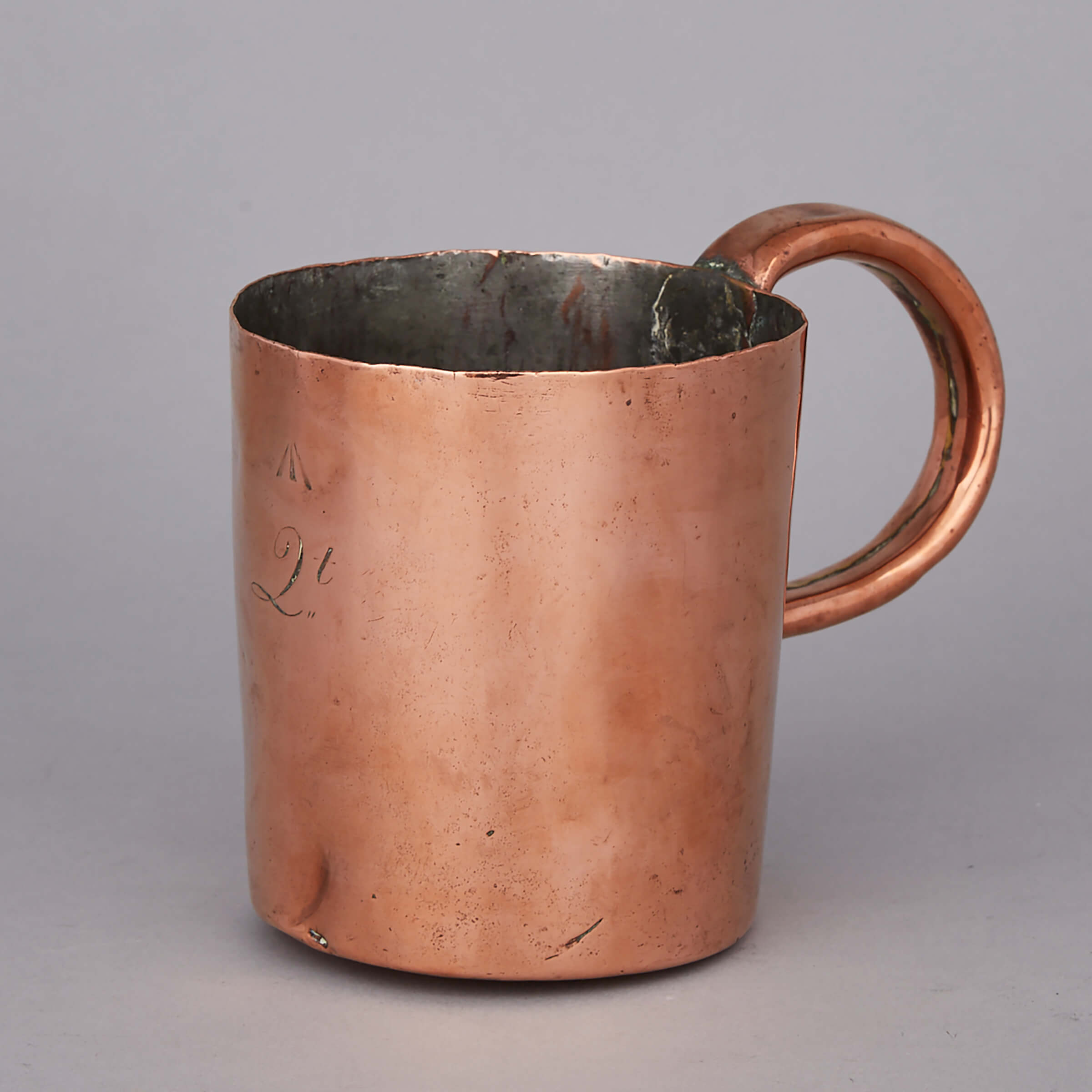 Royal Navy Copper Quart Rum Measure, 19th century